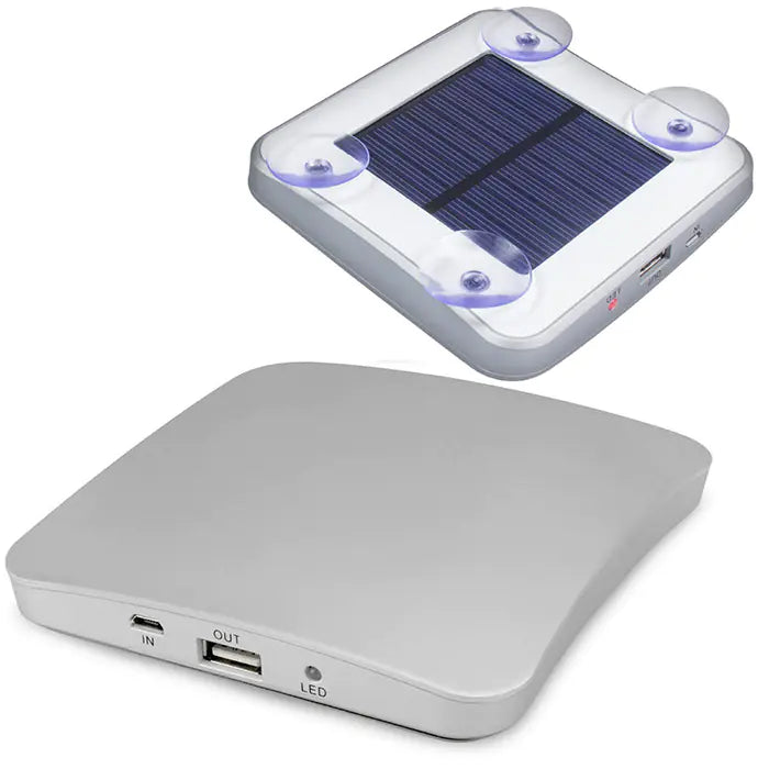 Solarbetriebenes, tragbares Ladegerät mit Saugnapf (Powerbank)