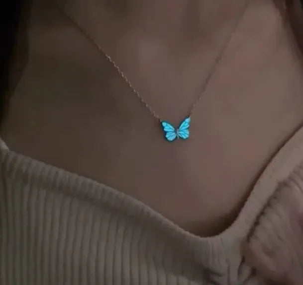 Blue Luminous Smart Butterfly Necklace